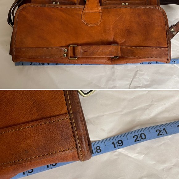 Rugged Leather Large 18" Messenger Satchel Briefcase Bag - Picture 11 of 15
